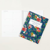 Bleu & Rouge Folk Boho Floral Motif - Ajouter un n (Devant avec enveloppe)