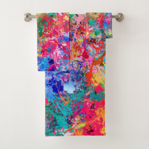 Bleu Rouge Jaune Vert Rose Turquoise Splash Abstra