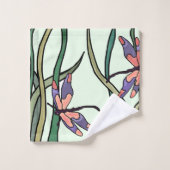 Bleu rouge mignon et Feuilles verts (Gant de toilette)