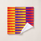 Bleu rouge rayures jaunes (Gant de toilette)