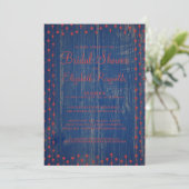 Bleu Rouge Rustique Pays Bridal Douche Invitations (Debout devant)