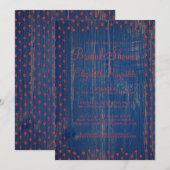 Bleu Rouge Rustique Pays Bridal Douche Invitations (Devant / Derrière)