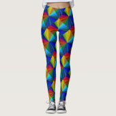 Bleu Rouge Vert Jaune Arc-en-ciel Motif Leggings (Devant)