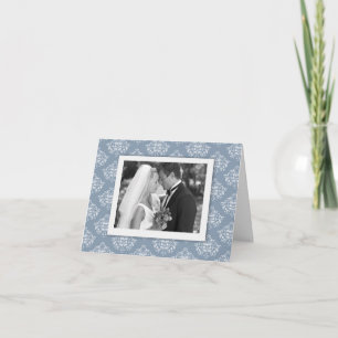 Bleu roux Elegant Damask Photo Carte de remercieme