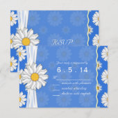Bleu Royal et Blanc Réponse Florale RSVP (Devant / Derrière)
