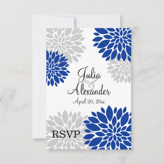 Bleu Royal et Éclat Floral Gris Argent RSVP (Devant)