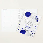bleu royal et fleurs blanches argent (Devant avec enveloppe)