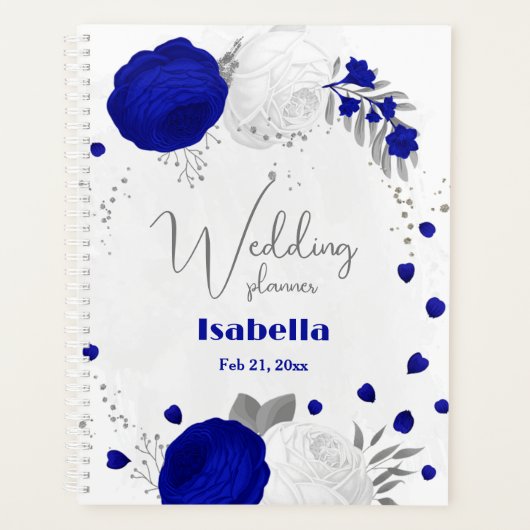 bleu royal et fleurs blanches argent (Devant)