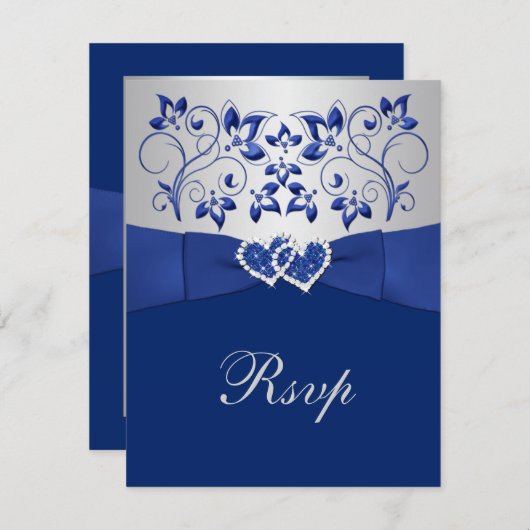 Bleu Royal, Fleurs Argentées, Réponse au Mariage d (Devant / Derrière)