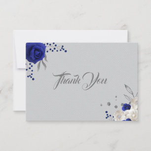 bleu royal fleurs blanches gris argenté merci