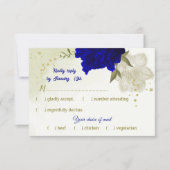 bleu royal fleurs blanches vert feuilles carte RSV (Devant)