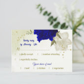 bleu royal fleurs blanches vert feuilles carte RSV (Debout devant)
