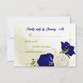 bleu royal fleurs blanches vert feuilles carte RSV (Devant)