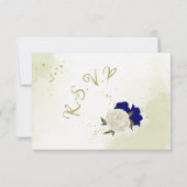 bleu royal fleurs blanches vert feuilles carte RSV (Dos)