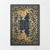 Bleu Royal Médiéval Lion Mariage Tri-Fold (Page de couverture)
