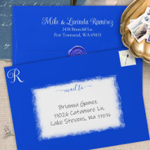 Bleu royal Préadressé 5x7 Monogramme Quinceanera