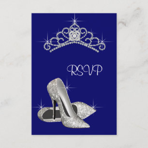Bleu royal Quinceanera RSVP de diadème de talons