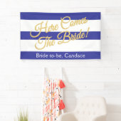 Bleu royal, rayures et bannière de Fête de la (En situation)