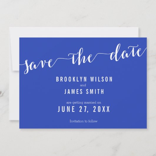 Bleu Royal Simple Enregistrer Les Cartes D'Invitat (Dos)