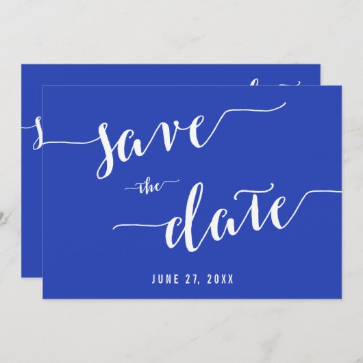 Bleu Royal Simple Enregistrer Les Cartes D'Invitat (Devant / Derrière)