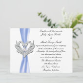Bleu Ruban Argent Swans Invitation (Debout devant)