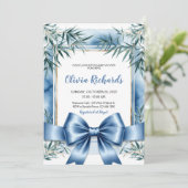 Bleu Ruban Chinoiserie Baby shower Invitation (Debout devant)