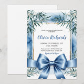 Bleu Ruban Chinoiserie Baby shower Invitation (Devant / Derrière)