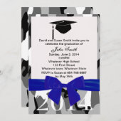 Bleu Ruban Et Camo Gris Invitation De Graduation (Devant / Derrière)