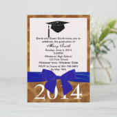 Bleu Ruban Et Giraffe Invitation De Graduation (Debout devant)