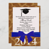 Bleu Ruban Et Giraffe Invitation De Graduation (Devant / Derrière)