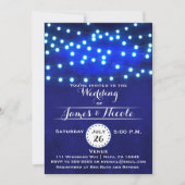 Bleu Russe Night String Faire-part de mariage (Devant)