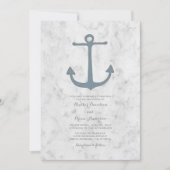 Bleu Rustique Ancre Mariage Invitation (Devant)