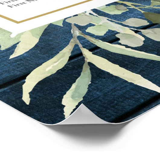 Bleu Rustique Bois vert Mariage Tableau de siège (Coin)