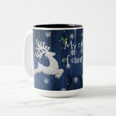 Bleu Rustique café renne de Noël Mug (Devant gauche)
