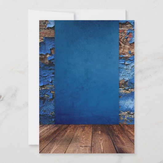 Bleu Rustique Dégustation de vin Invitation (Dos)