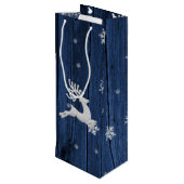 Bleu Rustique Noël Reindeer Vin Sac cadeau (Dos Angle)