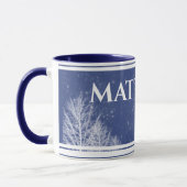 Bleu rustique Nom personnalisé Mug (Gauche)