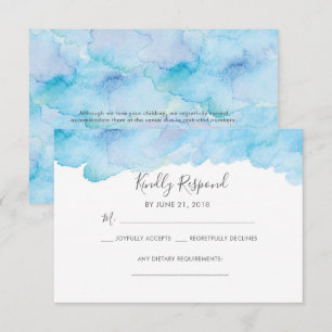 Bleu salé brise marine Aquarelle cartes RSVP