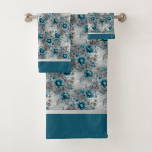 Bleu sarcelle floral doux et élégant