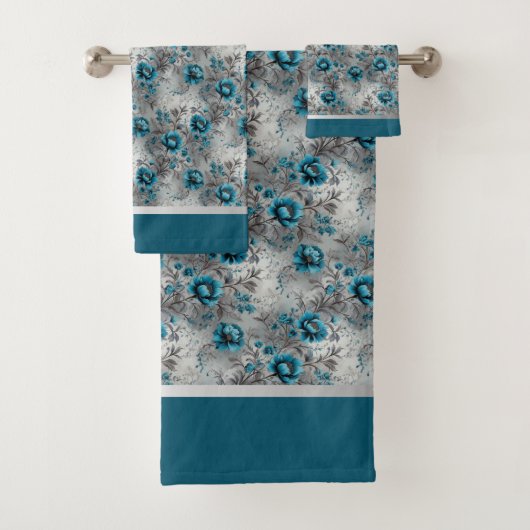Bleu sarcelle floral doux et élégant (En situation)
