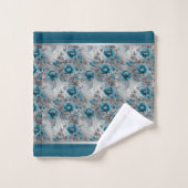 Bleu sarcelle floral doux et élégant (Gant de toilette)