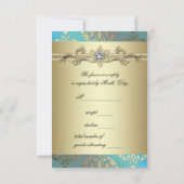 Bleu sarcelle noir or damas RSVP (Dos)