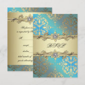 Bleu sarcelle noir or damas RSVP (Devant / Derrière)