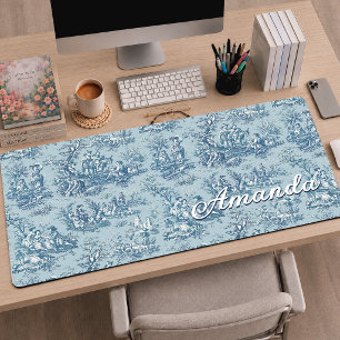Bleu sarcelle toile de Jouy vintage campagne franç
