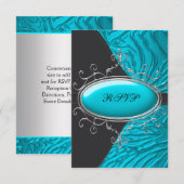 Bleu sarcelle Zèbre Quinceanera RSVP (Devant / Derrière)