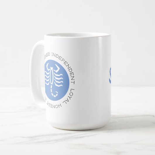 Bleu Scorpio Traits Zodiac Star Signal Café Mug (Devant gauche)