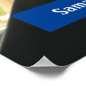 Bleu Script Gradué Poster photo moderne (Coin)