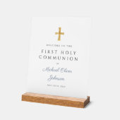 Bleu Script Religieux Garçon Première Communion Bi (Angle)