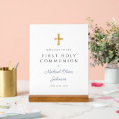 Bleu Script Religieux Garçon Première Communion Bi (Mariage)