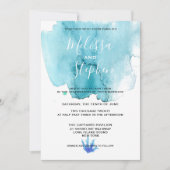 Bleu Sea Foam Watercolor Beach Wedding Invitation (Devant)